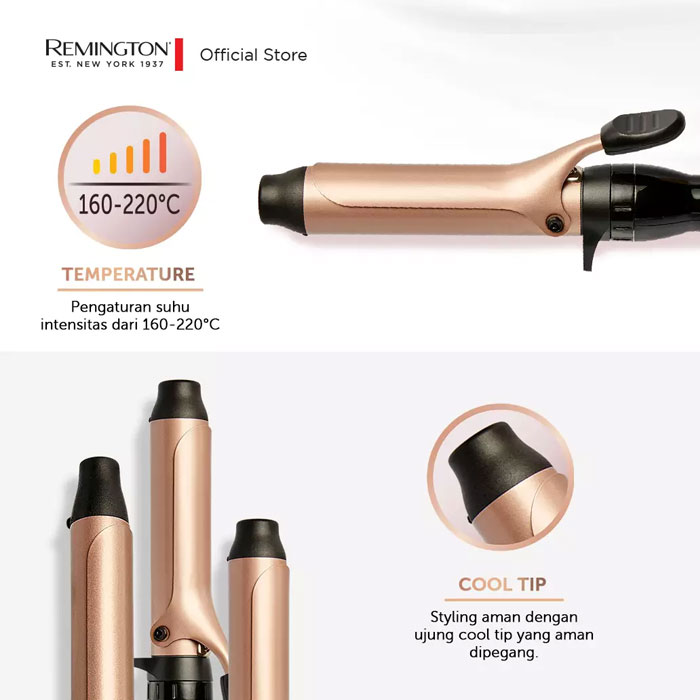 Remington Pengeriting Rambut 3in1 Curl & Wave Gold - CI97MS3